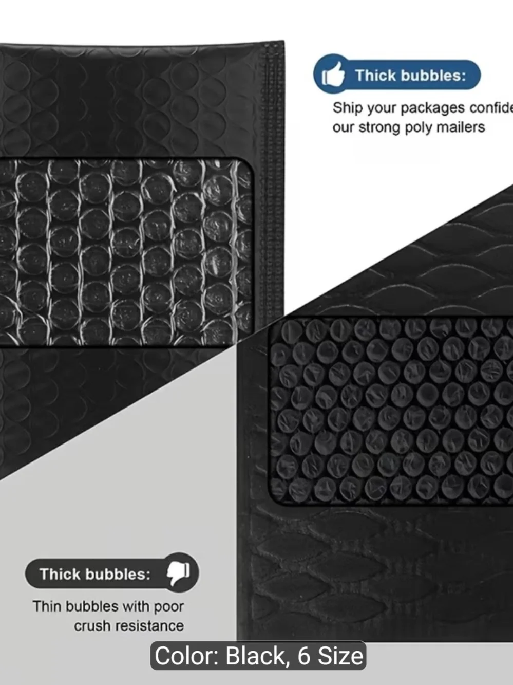 Black Padded Bubble Mailers - Pack of 20